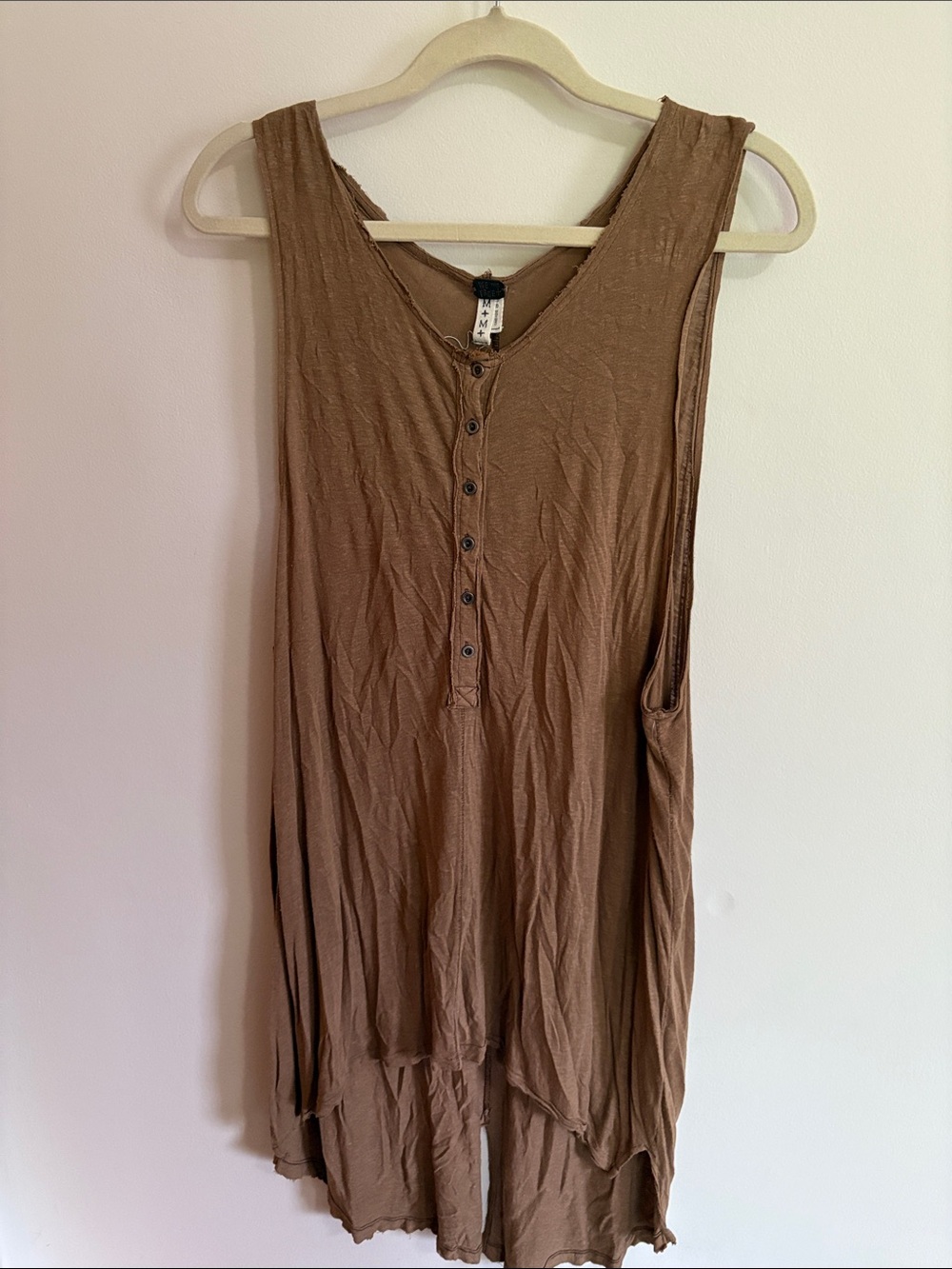 Free People Sleeveless Brown Button-Front Women's Top